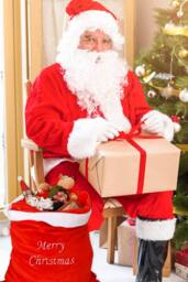 Neel Blue Red Christmas Sack with ' Merry Christmas' Embroidery - 50cm x 70cm - Size: 50 cm x 70 cm - thumbnail 3