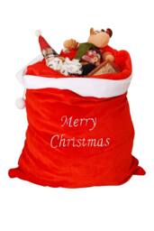 Neel Blue Red Christmas Sack with ' Merry Christmas' Embroidery - 50cm x 70cm - Size: 50 cm x 70 cm - thumbnail 1