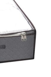 Living and Home Fabric Clothes Quilt Storage Box with Handles Under-Bed Organizer Wardrobe Organizer in Dark Grey - thumbnail 4