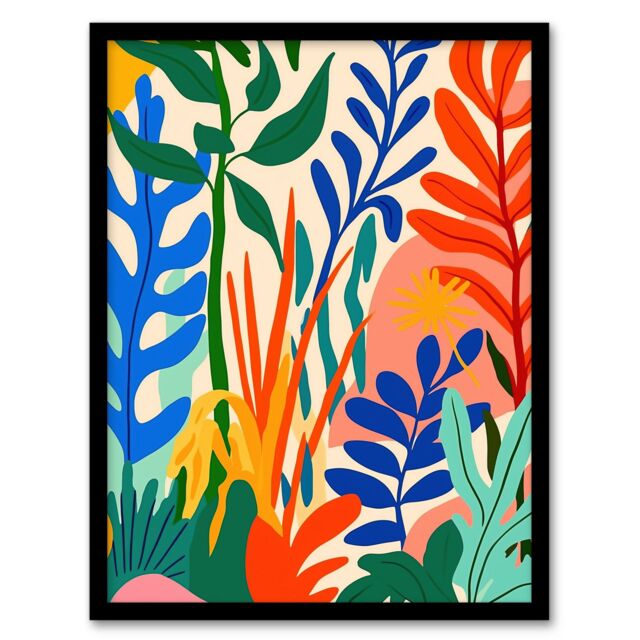 Artery8 Plant Lover Colourful Botanical Jungle Leaves Framed Art Print - Size: A4 - image 1