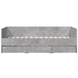 Berkfield Home Daybed with Drawers without Mattress Concrete Grey 100x200 cm - thumbnail 4