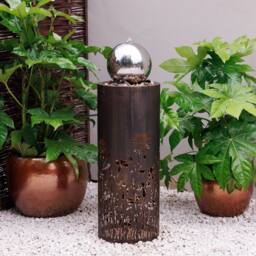 Primrose Wildflower Cut Out Design Garden Water Feature with LED Lights 86cm in Black - thumbnail 3