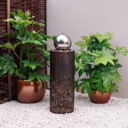Primrose Wildflower Cut Out Design Garden Water Feature with LED Lights 86cm in Black - thumbnail 2