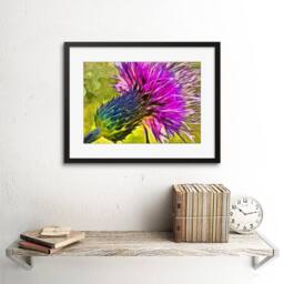 "Artery8 Scottish Thistle Flower Vibrant Home Decor 12x16"" Framed Art Print in Purple - Size: W12"" x H16""" - thumbnail 2