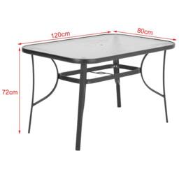 Living and Home 6 Seater Outdoor Garden Dining Table and Chairs Set in Black - thumbnail 7