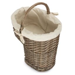 Red Hamper Cotton Lined Antique Wash Stair Basket in Natural - thumbnail 2