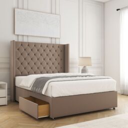 "BSSPOKE Winchester Plush Divan Bed 54""Headboard 2Drawers Footend No Mattress in Bronze - Size: King"