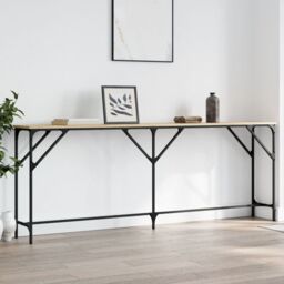 Berkfield Home Console Table Sonoma Oak 200x29x75 cm Engineered Wood in Brown - Size: 200 x 29 x 75 cm - thumbnail 1
