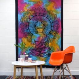KDMD Single Cotton Bedspread + Wall Hanging - Black Hamsa - thumbnail 3