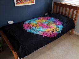 KDMD Single Cotton Bedspread + Wall Hanging - Black Hamsa - thumbnail 4