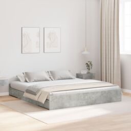 Berkfield Home Storage Bed Frame with Drawer with Headboard with Storage Concrete grey 180 x 200 cm - thumbnail 1