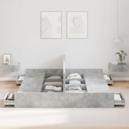 Berkfield Home Storage Bed Frame with Drawer with Headboard with Storage Concrete grey 180 x 200 cm - thumbnail 4