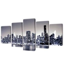 Berkfield Home Canvas Wall Print Set Monochrome New York Skyline 100 x 50 cm - thumbnail 2