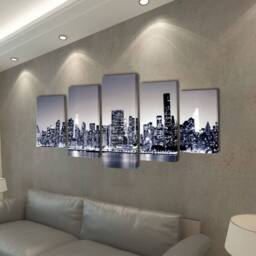 Berkfield Home Canvas Wall Print Set Monochrome New York Skyline 100 x 50 cm - thumbnail 1