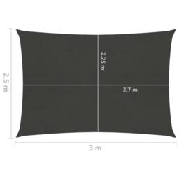 Berkfield Home Sunshade Sail 160 g/m ² Anthracite 2.5x3 m HDPE in Black - thumbnail 6