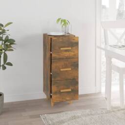 Berkfield Home Sideboard Smoked Oak 34.5x34x90 cm Engineered Wood in Brown - thumbnail 3