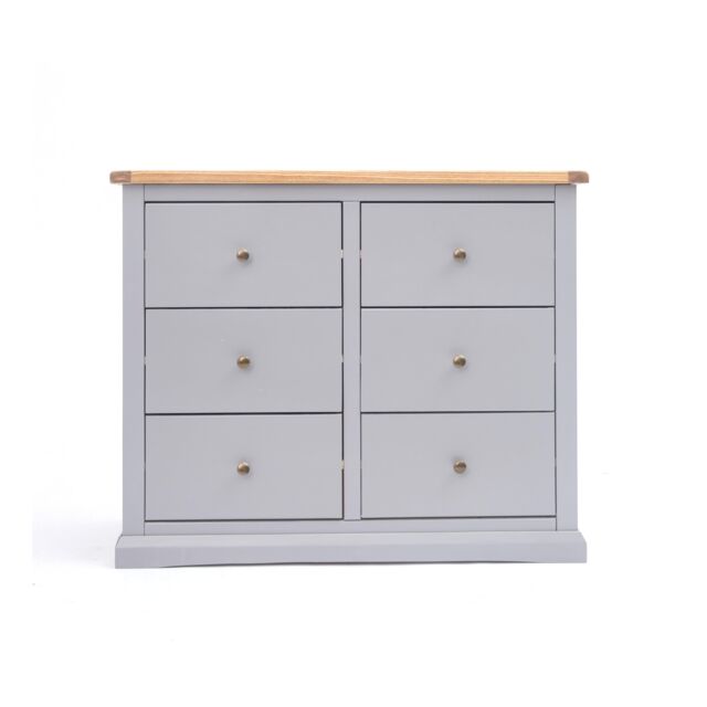 Cabinet Bits Rocca 6 Drawer Chest of Drawers Brass Knob in Grey - image 1