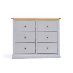 Cabinet Bits Rocca 6 Drawer Chest of Drawers Brass Knob in Grey - thumbnail 1