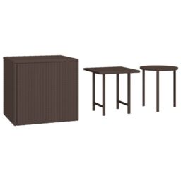 Berkfield Home Side Tables 3 pcs Brown Poly Rattan - thumbnail 2