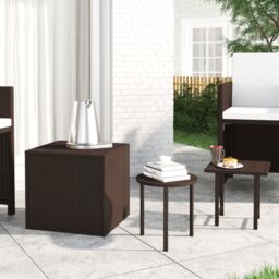 Berkfield Home Side Tables 3 pcs Brown Poly Rattan - thumbnail 1