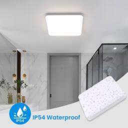 Pheashine Bright Square LED Ceiling Light IP44 Rated 25x25cm 4500K Cool White - Size: 25x25 cm - thumbnail 5