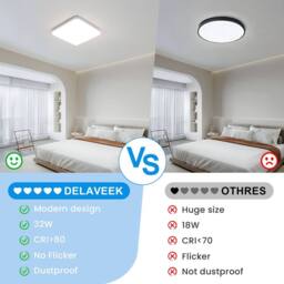 Pheashine Bright Square LED Ceiling Light IP44 Rated 25x25cm 4500K Cool White - Size: 25x25 cm - thumbnail 6
