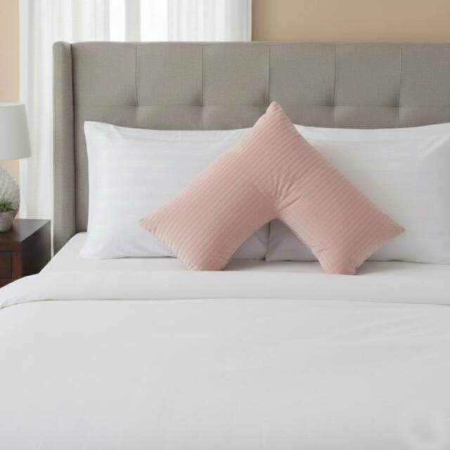 Snug City Microfibre Soft Touch V Shape Satin Stripe Pillowcase in Pink - image 1