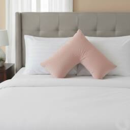 Snug City Microfibre Soft Touch V Shape Satin Stripe Pillowcase in Pink - thumbnail 1