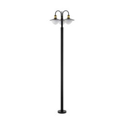 Loops IP44 Outdoor Bollard Light Black & Gold Curved Lamp Post 3 x 60W E27 Bulb - thumbnail 1