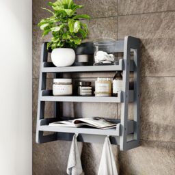 Home Discount Vida Designs 3 Tier Wall Mounted Wooden Decor Floating Rack Organizer in Grey - thumbnail 1