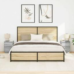 Berkfield Home Durable Bedside Cabinets with LED Lights¬†2 pcs Grey Sonoma 38x34 - thumbnail 5