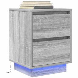 Berkfield Home Durable Bedside Cabinets with LED Lights¬†2 pcs Grey Sonoma 38x34 - thumbnail 6