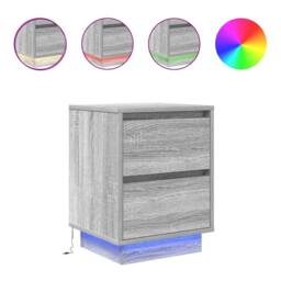 Berkfield Home Durable Bedside Cabinets with LED Lights¬†2 pcs Grey Sonoma 38x34 - thumbnail 3