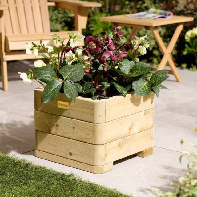 Rowlinsons Marberry Square Planter 40cm - Timber - L40 x W40 x H30 cm in Light Brown - image 1