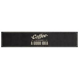Berkfield Home Kitchen Rug Washable Coffee Text 60x300 cm Velvet in Black