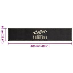 Berkfield Home Kitchen Rug Washable Coffee Text 60x300 cm Velvet in Black - thumbnail 5