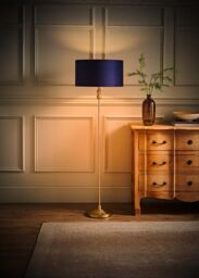 ValueLights Maggie Gold Candlestick Floor Lamp with Velvet Lamp Shade in Navy - thumbnail 2