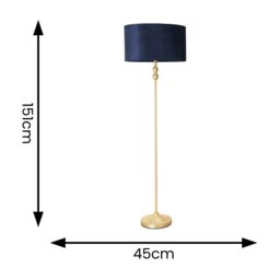 ValueLights Maggie Gold Candlestick Floor Lamp with Velvet Lamp Shade in Navy - thumbnail 6