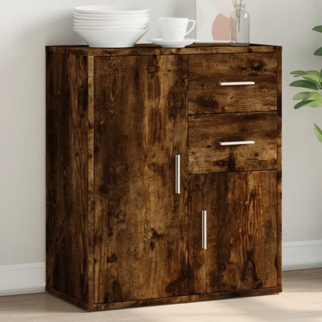 Berkfield Home Sideboard Smoked Oak 60x31x70 cm Engineered Wood in Brown - Size: 60 x 31 x 70 cm - image 1