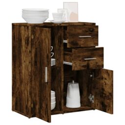 Berkfield Home Sideboard Smoked Oak 60x31x70 cm Engineered Wood in Brown - Size: 60 x 31 x 70 cm - thumbnail 4