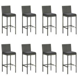 Berkfield Home 9 Piece Garden Bar Set with Cushions Poly Rattan Grey - thumbnail 2