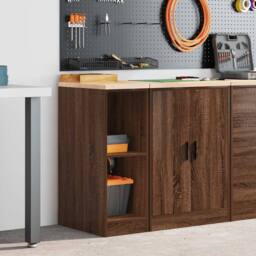 Berkfield Home Durable Garage Storage Cabinet Brown Oak 30x51x85 cm Solid Wood Pine - Size: 30 x 51 x 85 cm - thumbnail 1