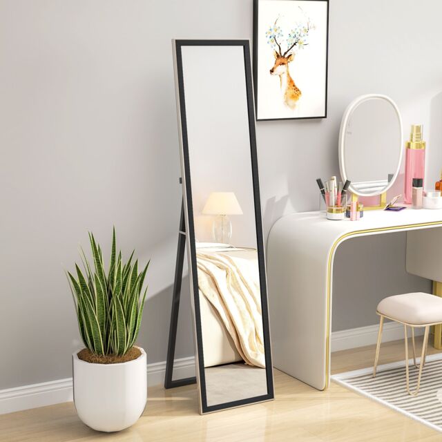 HOMCOM Floor Mirror Wall Mounted Leaning Standing Mirror 37 x 157cm in Black - Size: 37 x 157 cm - image 1