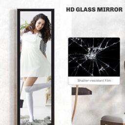HOMCOM Floor Mirror Wall Mounted Leaning Standing Mirror 37 x 157cm in Black - Size: 37 x 157 cm - thumbnail 6
