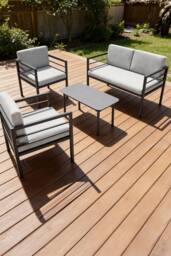 More4Homes Rhodes Garden Sofa Set 4 Seater Garden Furniture Set with Glass Table in Grey - thumbnail 2