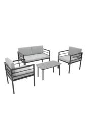 More4Homes Rhodes Garden Sofa Set 4 Seater Garden Furniture Set with Glass Table in Grey - thumbnail 3