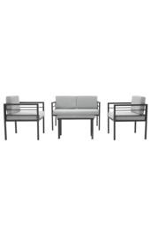 More4Homes Rhodes Garden Sofa Set 4 Seater Garden Furniture Set with Glass Table in Grey - thumbnail 5