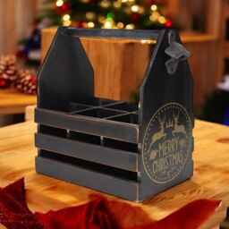 Minster 6 Bottle Holder with Metal Opener - L19 x W27 x H30 cm - Black - Size: 1 Pack - thumbnail 2