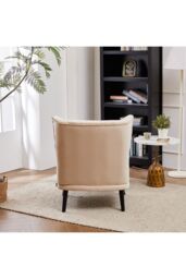 Living and Home Upholstered Armchair with Footstool in Beige - thumbnail 5