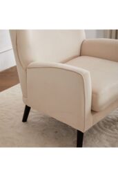 Living and Home Upholstered Armchair with Footstool in Beige - thumbnail 6